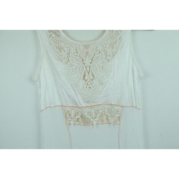 Vintage Small M Dress White Cottagecore Victorian Romantic Boho 90s Maxi FLAW - Picture 5 of 16